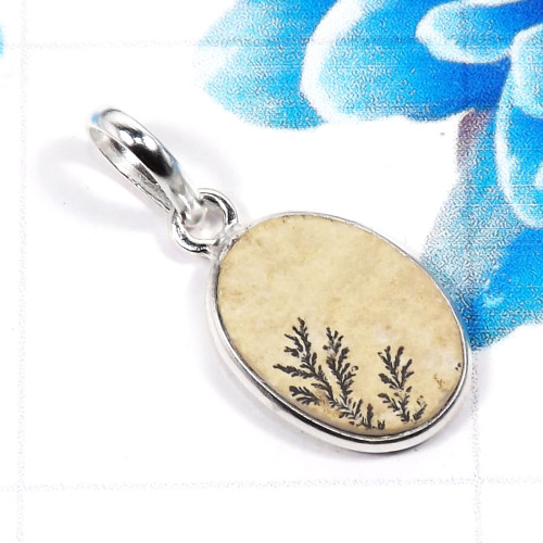 German Psilomelane Dendrite B - BPS957-925 Sterling Silver Charming Factory Handmade Bezel Penda German Psilomelane Dendrite B - BPS957-925 Sterling Silver Charming Factory Handmade Bezel Penda