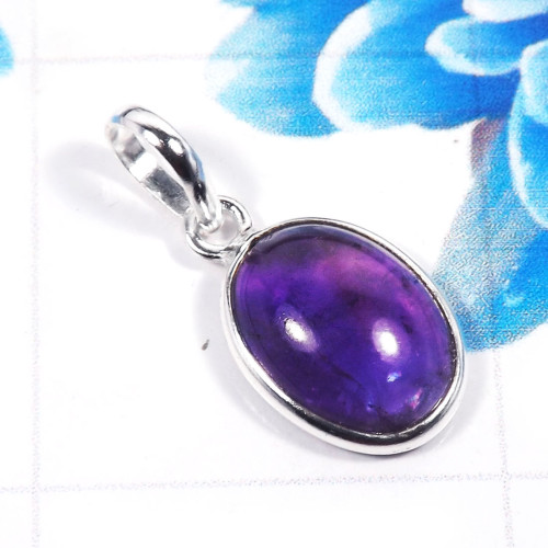 Amethyst Cab F - BPS957-925 Sterling Silver Charming Factory Handmade Bezel Penda
