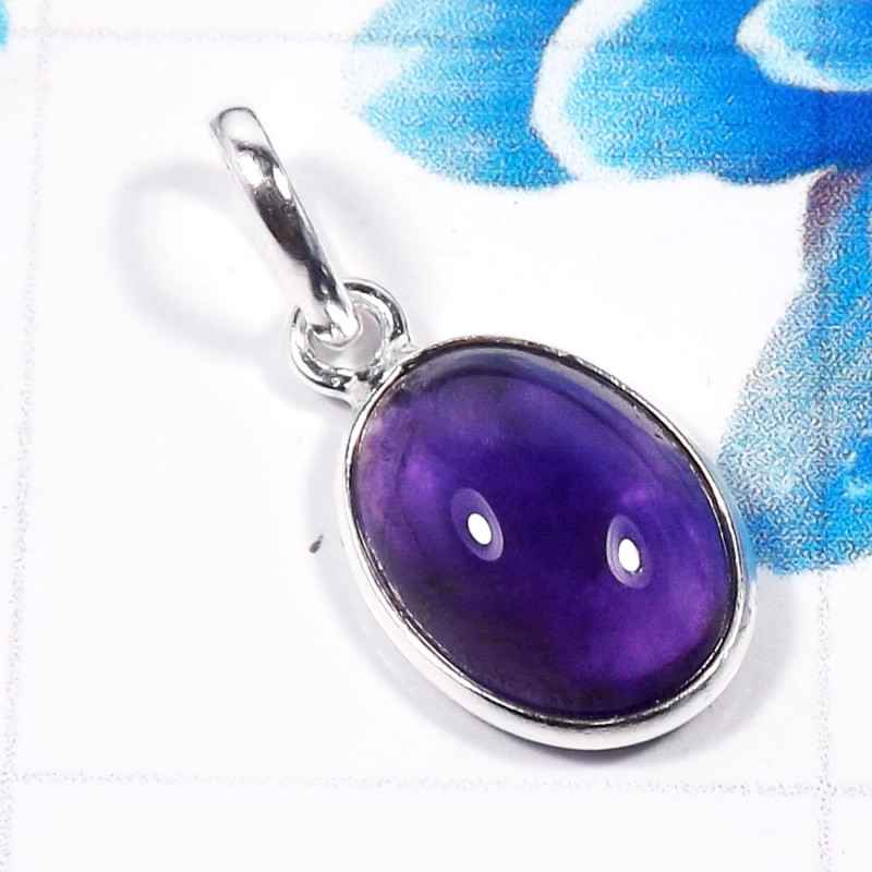 Amethyst Cab H - BPS957-925 Sterling Silver Charming Factory Handmade Bezel Penda