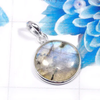 Labradorite Cab H - BPS956-Stunning 925 Sterling Silver Handmade Bezel Pendant
