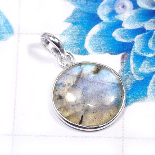Labradorite Cab H - BPS956-Stunning 925 Sterling Silver Handmade Bezel Pendant Labradorite Cab H - BPS956-Stunning 925 Sterling Silver Handmade Bezel Pendant