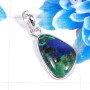 Lapis Azurite C - BPS965-Charming Lapis Azurite 925 Sterling Silver Bezel Pendents
