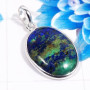 Lapis Azurite E - BPS965-Charming Lapis Azurite 925 Sterling Silver Bezel Pendents