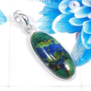 Lapis Azurite I - BPS965-Charming Lapis Azurite 925 Sterling Silver Bezel Pendents Lapis Azurite I - BPS965-Charming Lapis Azurite 925 Sterling Silver Bezel Pendents