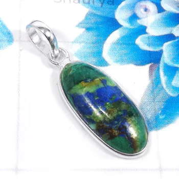 Lapis Azurite I - BPS965-Charming Lapis Azurite 925 Sterling Silver Bezel Pendents Lapis Azurite I - BPS965-Charming Lapis Azurite 925 Sterling Silver Bezel Pendents