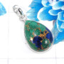 Lapis Azurite L - BPS965-Charming Lapis Azurite 925 Sterling Silver Bezel Pendents