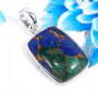 Lapis Azurite O - BPS965-Charming Lapis Azurite 925 Sterling Silver Bezel Pendents