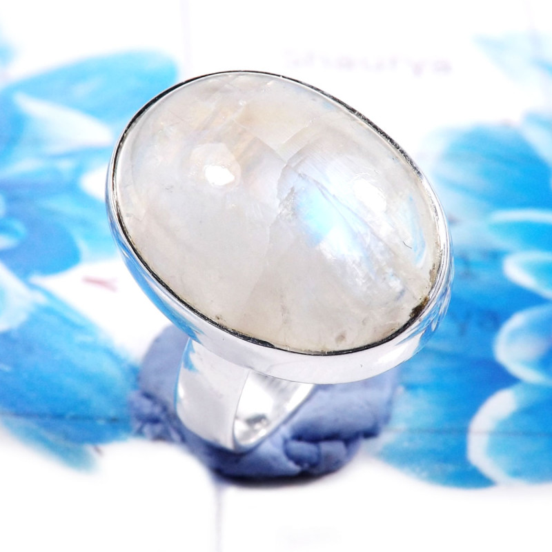 Rainbow Moonstone C - PSR783-Dazzling Rainbow Moonstone 925 Sterling Silver Fashionabl