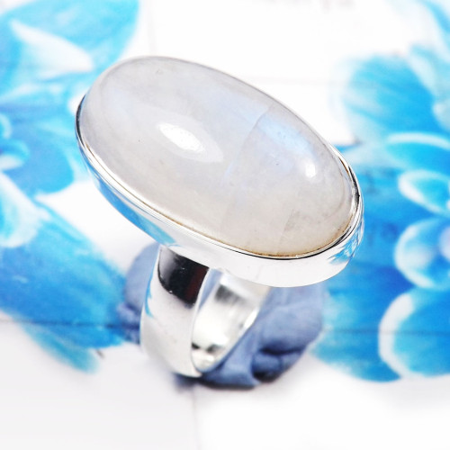 Rainbow Moonstone B - PSR782-Stylish Rainbow Moonstone 925 Sterling Silver Plain Rings Rainbow Moonstone B - PSR782-Stylish Rainbow Moonstone 925 Sterling Silver Plain Rings