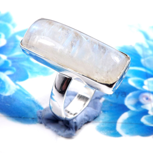 Rainbow Moonstone D - PSR782-Stylish Rainbow Moonstone 925 Sterling Silver Plain Rings Rainbow Moonstone D - PSR782-Stylish Rainbow Moonstone 925 Sterling Silver Plain Rings