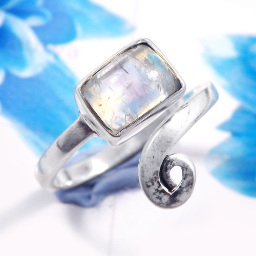 Rainbow Moonstone E - RSS928-Fabulous 925 Sterling Silver Preety Designer Rings Handma Rainbow Moonstone E - RSS928-Fabulous 925 Sterling Silver Preety Designer Rings Handma