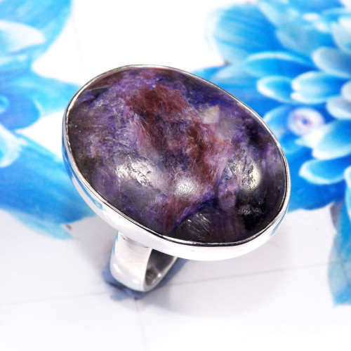 Charoite B - PSR781-925 Sterling Silver Stunning Company Made Plain Rings
