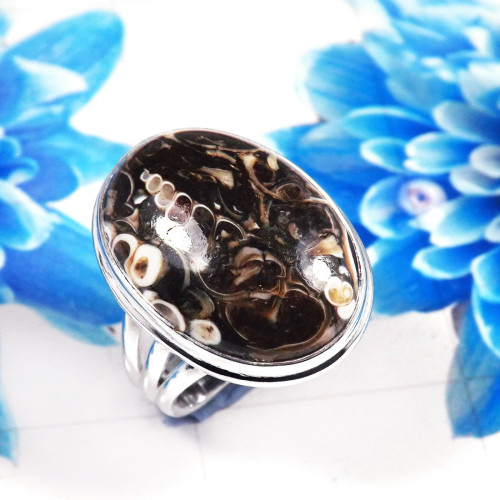Turtella Jasper O - PSR781-925 Sterling Silver Stunning Company Made Plain Rings