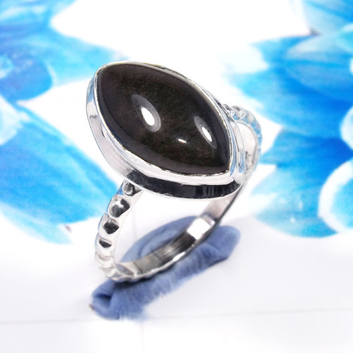Obsidian Rainbow A - STK966-Glamorous Obsidian Rainbow 925 Sterling Silver Handmade R