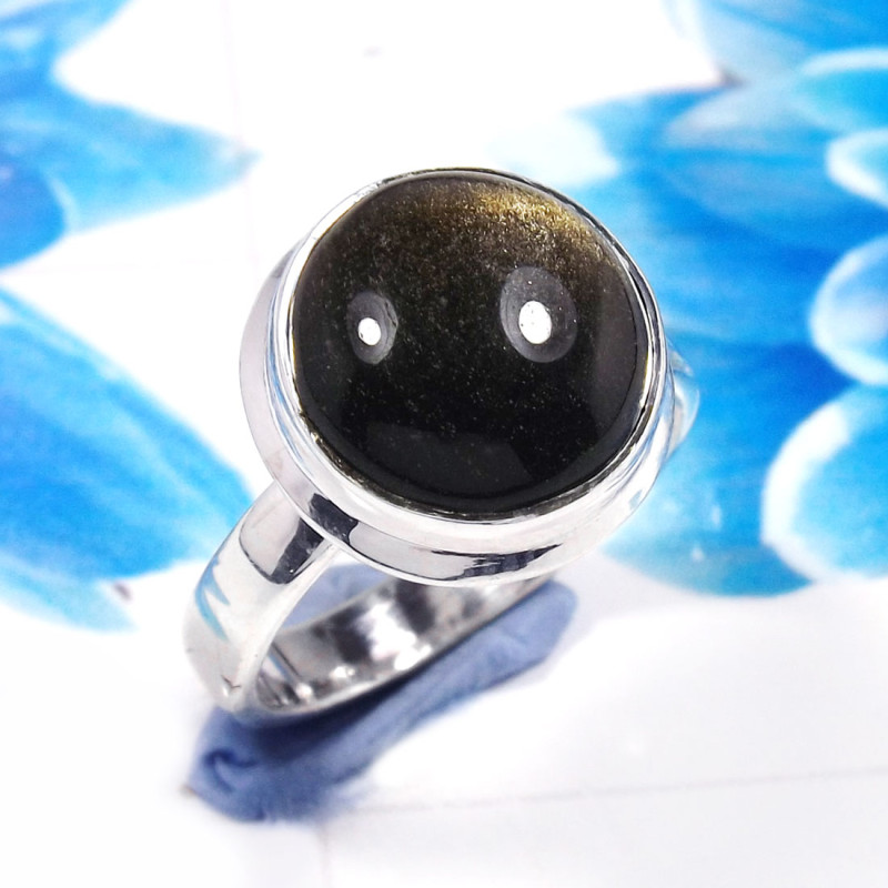 Obsidian Rainbow C - STK966-Glamorous Obsidian Rainbow 925 Sterling Silver Handmade R Obsidian Rainbow C - STK966-Glamorous Obsidian Rainbow 925 Sterling Silver Handmade R