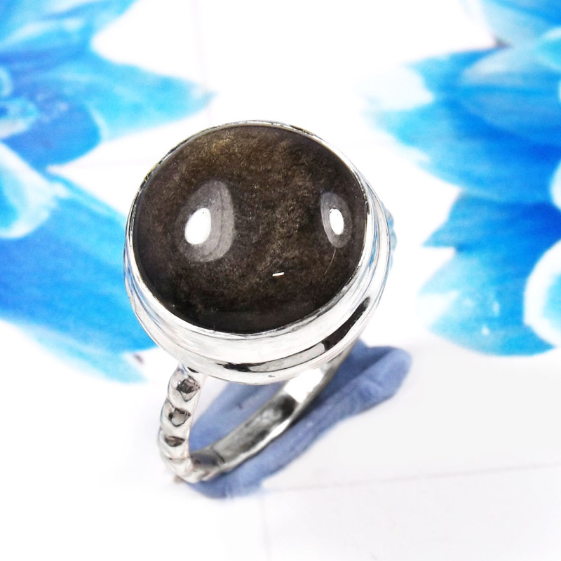 Obsidian Rainbow O - STK966-Glamorous Obsidian Rainbow 925 Sterling Silver Handmade R Obsidian Rainbow O - STK966-Glamorous Obsidian Rainbow 925 Sterling Silver Handmade R