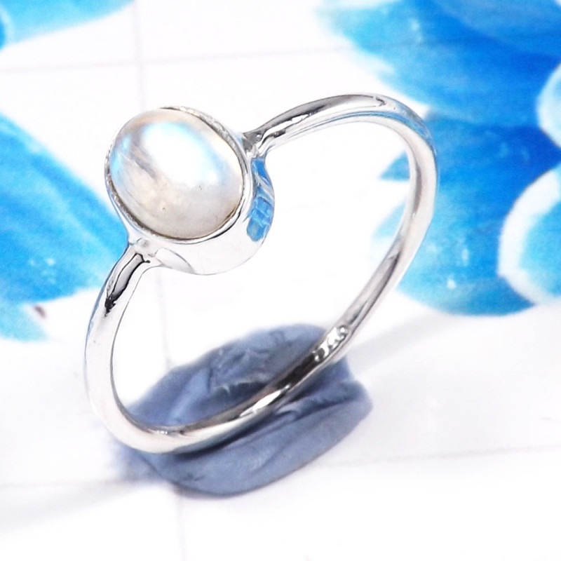 Rainbow Moonstone C - RSS927-925 Sterling Silver Dazzling Company Made Party Wear Ring Rainbow Moonstone C - RSS927-925 Sterling Silver Dazzling Company Made Party Wear Ring