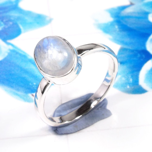 Rainbow Moonstone E - RSS927-925 Sterling Silver Dazzling Company Made Party Wear Ring Rainbow Moonstone E - RSS927-925 Sterling Silver Dazzling Company Made Party Wear Ring