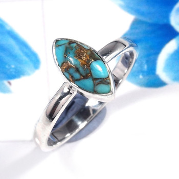 Blue Copper Turquoise E - RSS926-925 Sterling Silver Gorgeous Fashionable Preety Design Ri Blue Copper Turquoise E - RSS926-925 Sterling Silver Gorgeous Fashionable Preety Design Ri