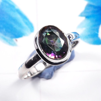 Mystic Quartz B - RSS925-925 Sterling Silver Charming Mystic Quartz Handmade Rings