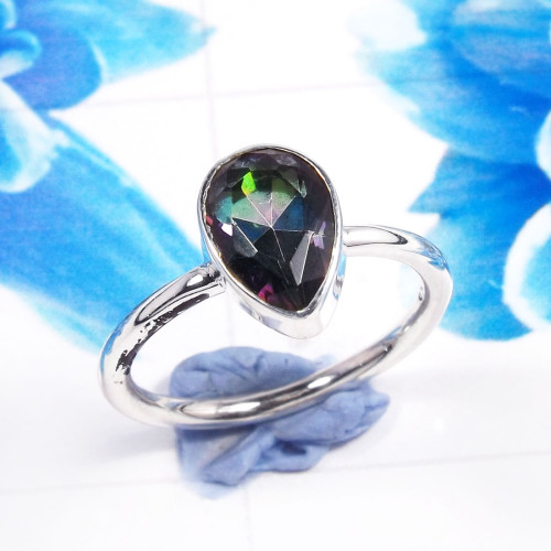 Mystic Quartz C - RSS925-925 Sterling Silver Charming Mystic Quartz Handmade Rings