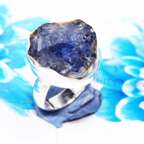Iolite Rough B - RSS922-Dazzling Rough Stone 925 Sterling Silver Wholesale Rings Iolite Rough B - RSS922-Dazzling Rough Stone 925 Sterling Silver Wholesale Rings