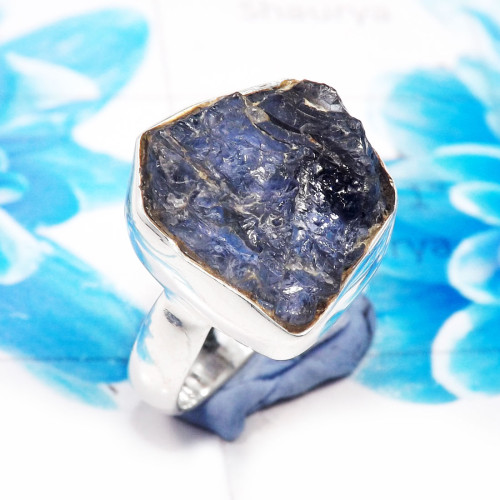 Iolite Rough G - RSS922-Dazzling Rough Stone 925 Sterling Silver Wholesale Rings Iolite Rough G - RSS922-Dazzling Rough Stone 925 Sterling Silver Wholesale Rings