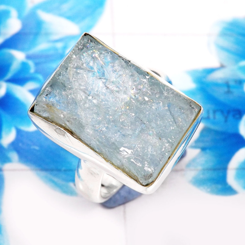 Aquamarine Rough K - RSS922-Dazzling Rough Stone 925 Sterling Silver Wholesale Rings Aquamarine Rough K - RSS922-Dazzling Rough Stone 925 Sterling Silver Wholesale Rings