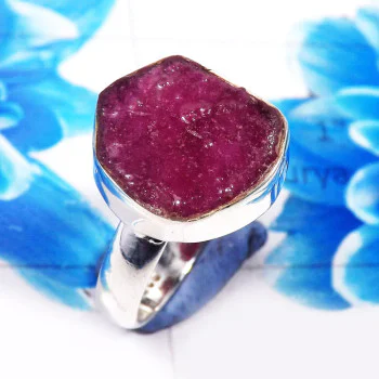 Pink Ruby Rough O - RSS922-Dazzling Rough Stone 925 Sterling Silver Wholesale Rings Pink Ruby Rough O - RSS922-Dazzling Rough Stone 925 Sterling Silver Wholesale Rings