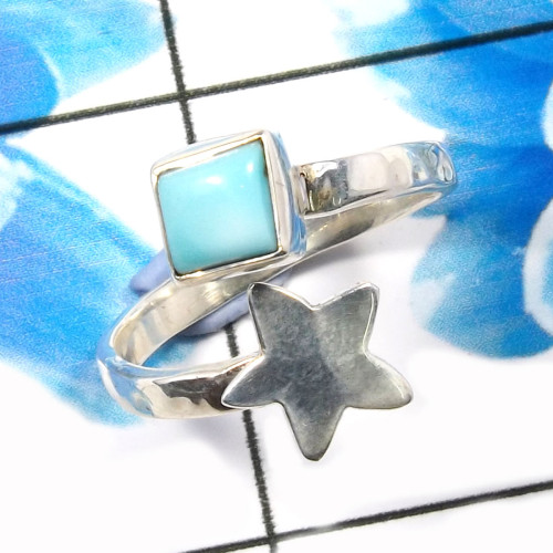 Larimar Cab O - RSS919-Beautiful Handmade 925 Sterling Silver Designer Latest Ri
