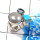 Blue Copper Turquoise,Pearl & Blue Topaz M - CLR944-Trendy Three Stones 925 Sterling Silver Cluster Rings Par