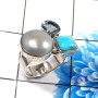 Blue Copper Turquoise,Pearl & Blue Topaz M - CLR944-Trendy Three Stones 925 Sterling Silver Cluster Rings Par