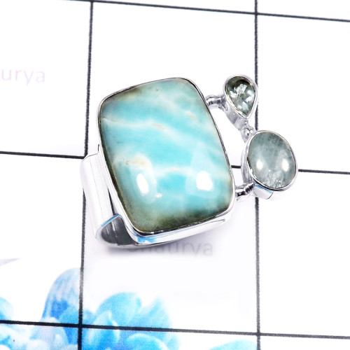 Larimar & B.T. H - CLR943-Charming 925 Sterling Silver Handmade Wholesale Cluster R