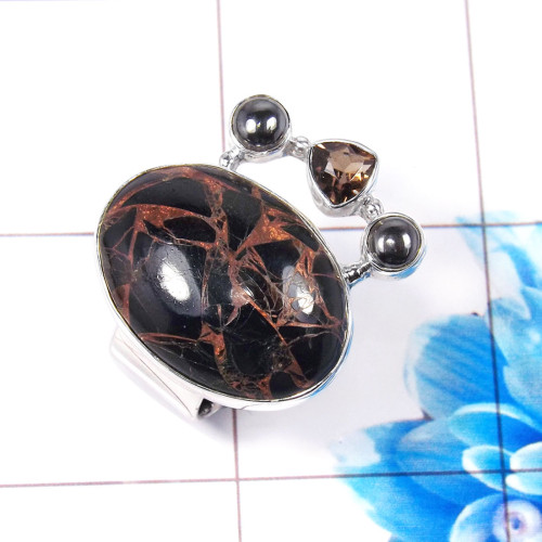 Jasper  & Smokey Cut G - CLR940-925 Sterling Silver Fabulous Designer Made Cluster Rings