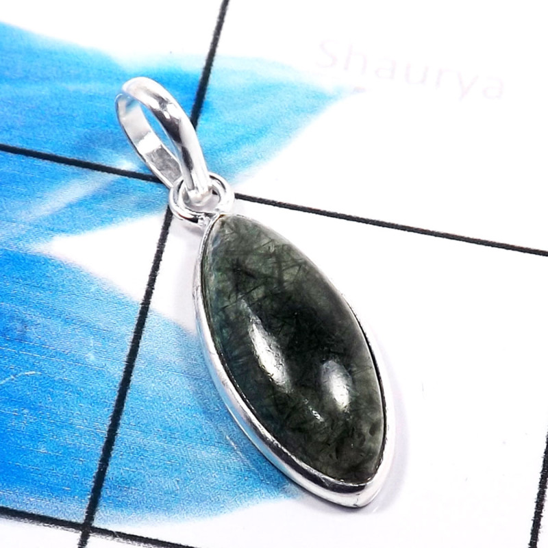 Black Rutile D - BPS951-Beautiful Black Rutile 925 Sterling Silver Handmade Bezel Black Rutile D - BPS951-Beautiful Black Rutile 925 Sterling Silver Handmade Bezel
