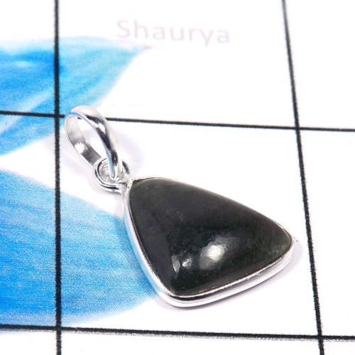Black Rutile E - BPS951-Beautiful Black Rutile 925 Sterling Silver Handmade Bezel