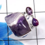 Amethyst Lace Agate & Amethyst G - CLR936-Dazzling 925 Sterling Silver Party Wear Cluster Rings Fas