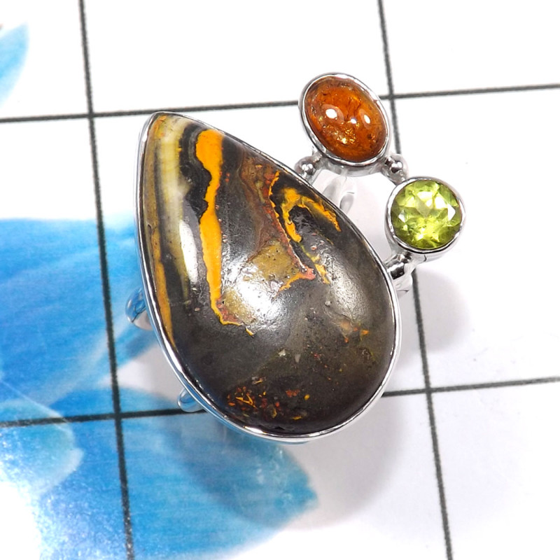 Bumble Bee & Peridot G - CLR935-925 Sterling Silver Designer Handmade Custer Rings Wholes Bumble Bee & Peridot G - CLR935-925 Sterling Silver Designer Handmade Custer Rings Wholes