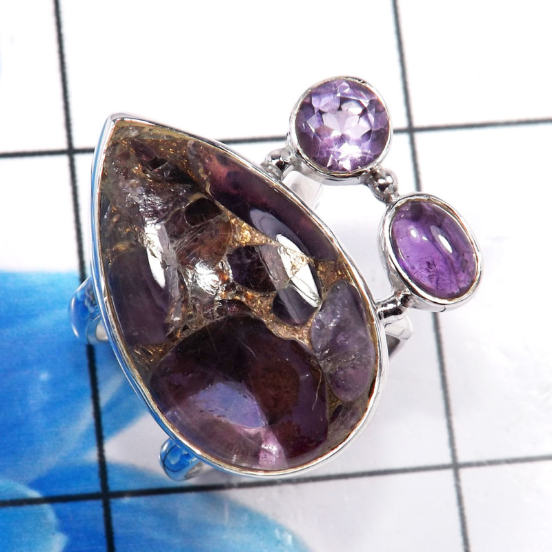 Mohave Amethyst Copper & Amethyst h - CLR935-925 Sterling Silver Designer Handmade Custer Rings Wholes Mohave Amethyst Copper & Amethyst h - CLR935-925 Sterling Silver Designer Handmade Custer Rings Wholes