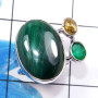 Malachite,Green Onyx O - CLR933-Glamorous 925 Sterling Silver Factory Made Cluster Rings