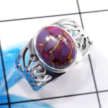 Purple Copper Turquoise O - SDR712-Dazzling Wholesale Handmade 925 Sterling Silver Designer Purple Copper Turquoise O - SDR712-Dazzling Wholesale Handmade 925 Sterling Silver Designer