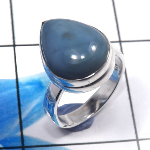 Blue Opal C - STK961-Charming Blue Opal 925 Sterling Silver Fashionable Rings