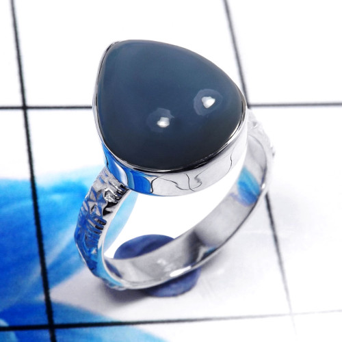 Blue Opal E - STK961-Charming Blue Opal 925 Sterling Silver Fashionable Rings