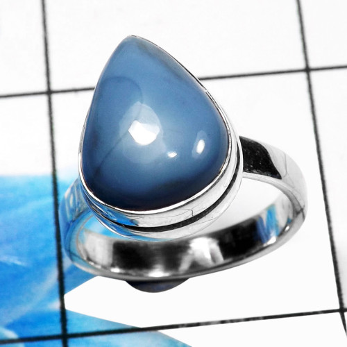 Blue Opal K - STK961-Charming Blue Opal 925 Sterling Silver Fashionable Rings
