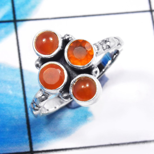 Carnelian Cut F - SDR710-Designer Handmade 925 Sterling Silver Beautiful Rings Who