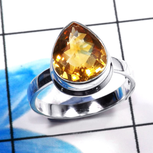 Citrine Cut C - STK960-Charming 925 Sterling Silver Company Handmade Rings Whole