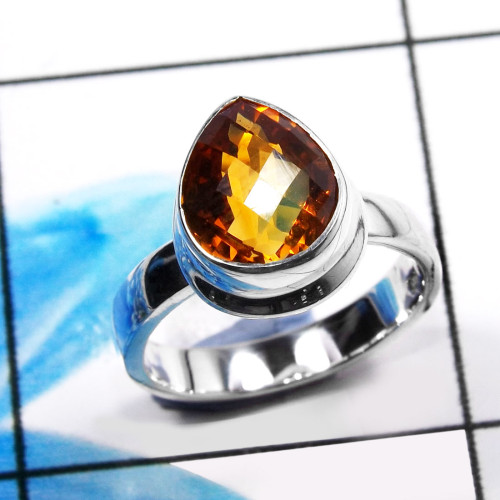 Citrine Cut D - STK960-Charming 925 Sterling Silver Company Handmade Rings Whole