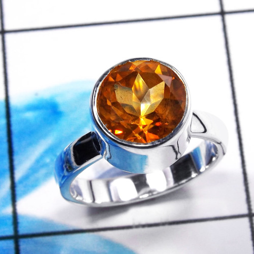 Citrine Cut E - STK960-Charming 925 Sterling Silver Company Handmade Rings Whole