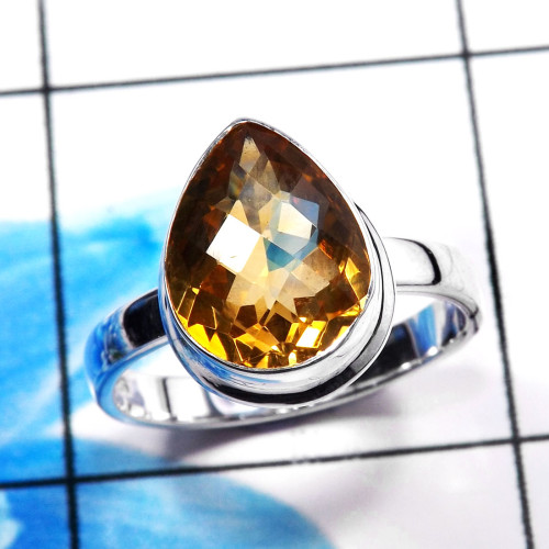 Citrine Cut F - STK960-Charming 925 Sterling Silver Company Handmade Rings Whole