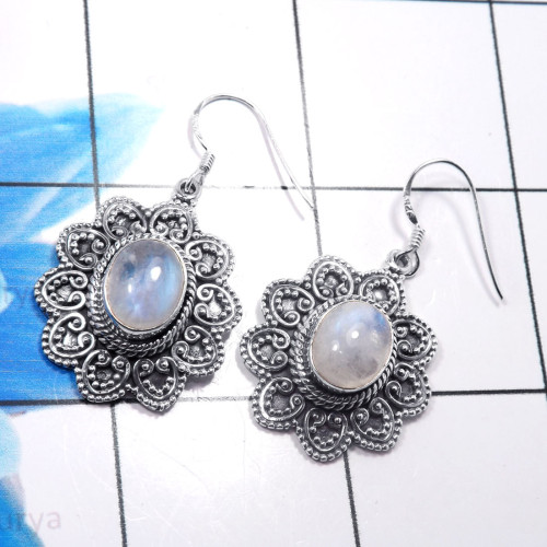 Rainbow Moonstone J - CES953-925 Sterling Silver Gorgeous Designer Handmade Earring Rainbow Moonstone J - CES953-925 Sterling Silver Gorgeous Designer Handmade Earring